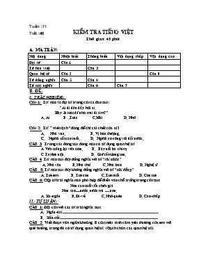 Kiểm tra tiếng Việt 7 - Tiết 46